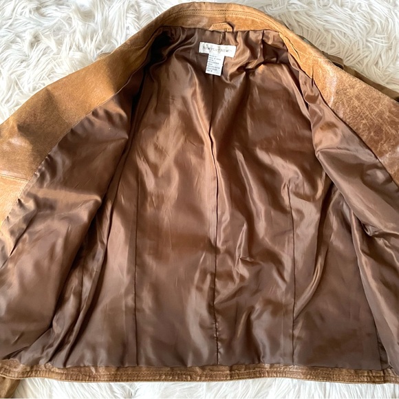 Vintage Newport Leather Moto Jacket Coat 10 Tan Camel - Picture 3 of 10